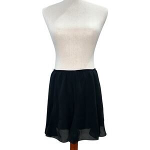 Vintage 90s y2k Women's Black Layered Sheer Chiffon Heart Soul Mini Skirt Sz M